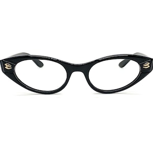Vintage 50s Black Cat Eye Glasses | New Old Stock | Mid Century Cateye Eyeglasses | Black Cat Eye Eyeglass Frames | Rockabilly Pin Up Frames