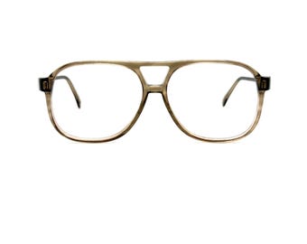 80s Aviator Eyeglass Frames | Large Taupe Vintage 80s Eyeglasses | Retro Eyeglasses Frames | Double Bridge Sunglasses | BIG Aviator Glasses