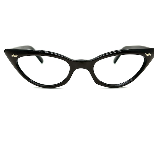 Unused 60s Cat Eye Glasses | New Old Stock | 50s Cateye Eyeglass Frames | Small Pointy Cat Eye Glasses Frames | 60s Silky Brown Sunglasses