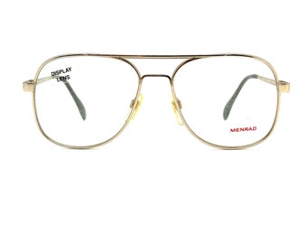 Vintage 80s Metal Aviator Eyeglasses | New Old Stock | Mens Big Aviator Eyeglasses | Retro Eyeglass Frames | BIG Aviator Glasses Frames |