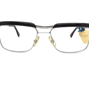 60s Vintage Eyeglasses | New Old Stock | Unworn 60s Metal Eyeglass Frames | Brown & Silver Eyeglasses | Square Eyeglasses | Made in France