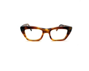 60s Horn Rim Eyeglasses | New Old Stock | Vintage 70s Light Amber Tortoise Glasses | Horn Rimmed Frames | Thick Womens Eyeglass Frames | NOS