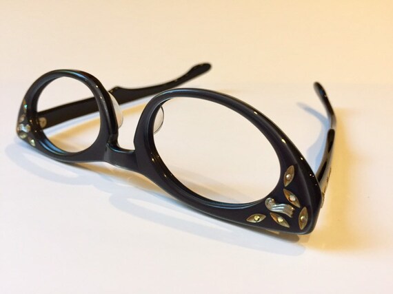 Unworn 50s Dark Gray Cat Eye Glasses | New Old St… - image 5