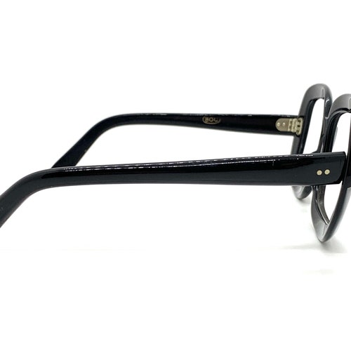 70s Large Square Eyeglasses | New Old Stock | 60s Rectangular Vintage Black Eyeglass Frames | Vintage shops Mod Glasses Frames | Retro Eyeglasses