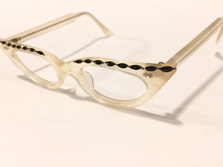 Vintage 50s Cat Eye Glasses Frames Clear Mother of Pearl Etsy