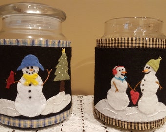 Lovebird Snowmen and Snowman and Cardinal Candle Wraps