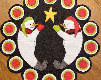 Seeing Double Snowmen Table Topper