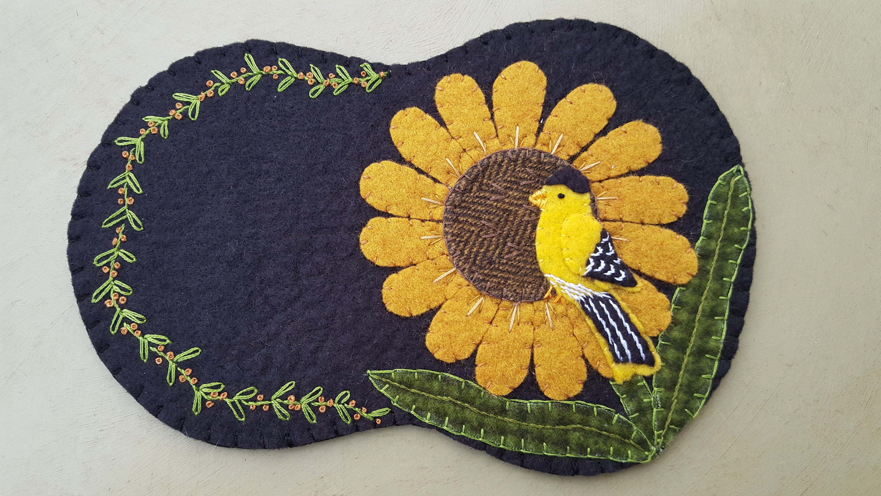 Wool Pattern for a Yellow Finch Mug Rug Etsy
