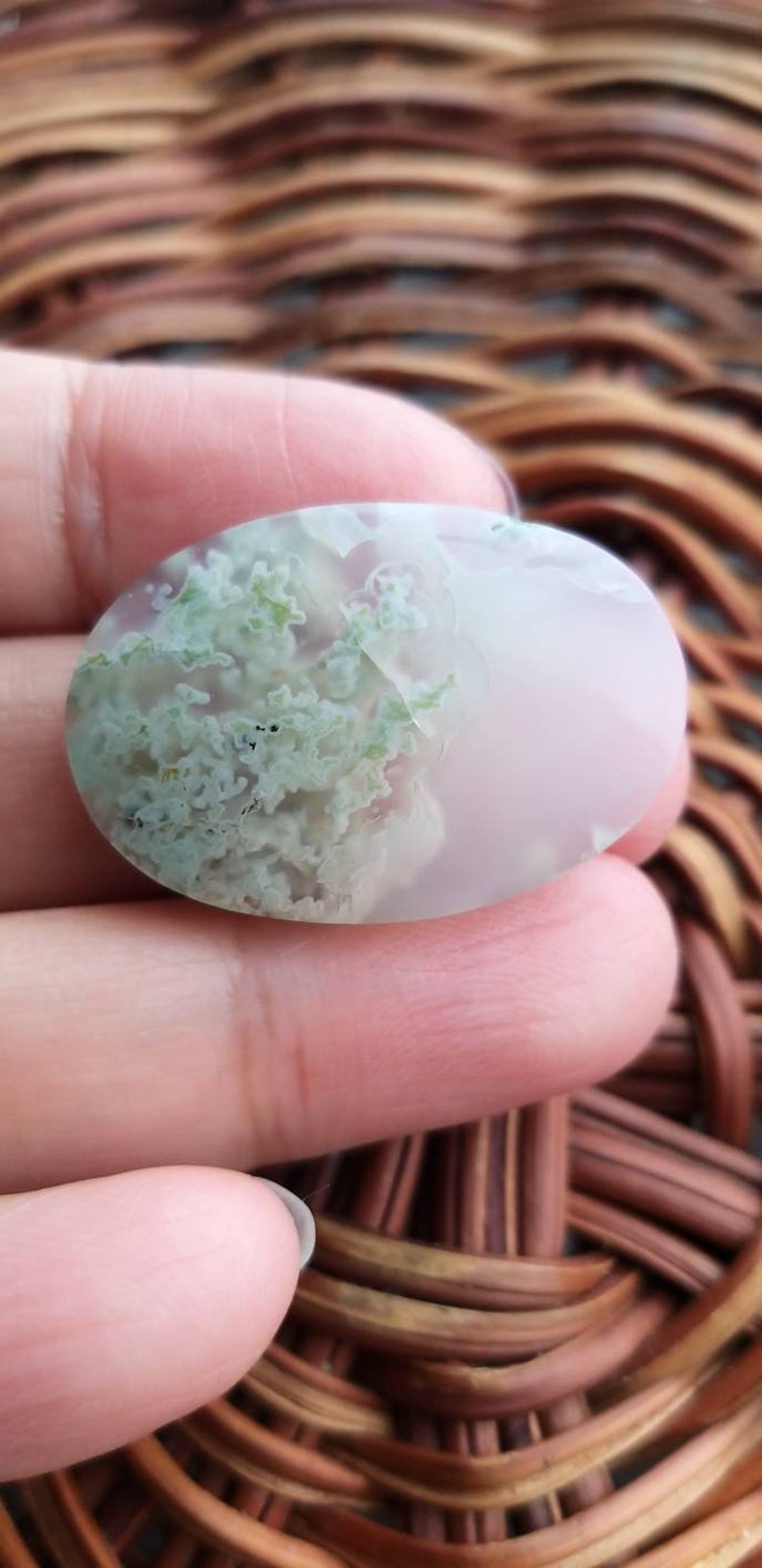 Green Moss Agate Oval Cabochon