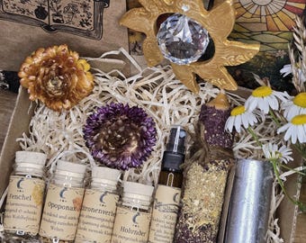 Conjunto ritual Litha - Ritual del solsticio - Conjunto de incienso - Rueda celta del año