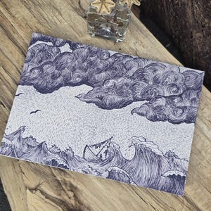 Klappkarte mit Kuvert stürmische See - artprint - Postkarte - fine art - handgemalt