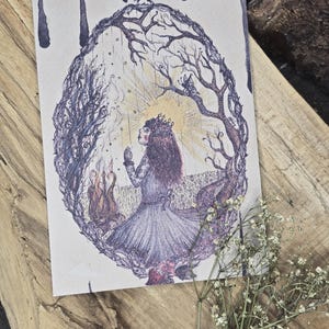 Klappkarte mit Kuvert die Hoffnungsvolle - Märchenkarte - Postkarte - handgemalt