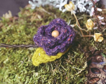 zauberhafte Blumen Haarklammer - handgemacht - häkeln - stricken - Biowolle -  Haarschmuck