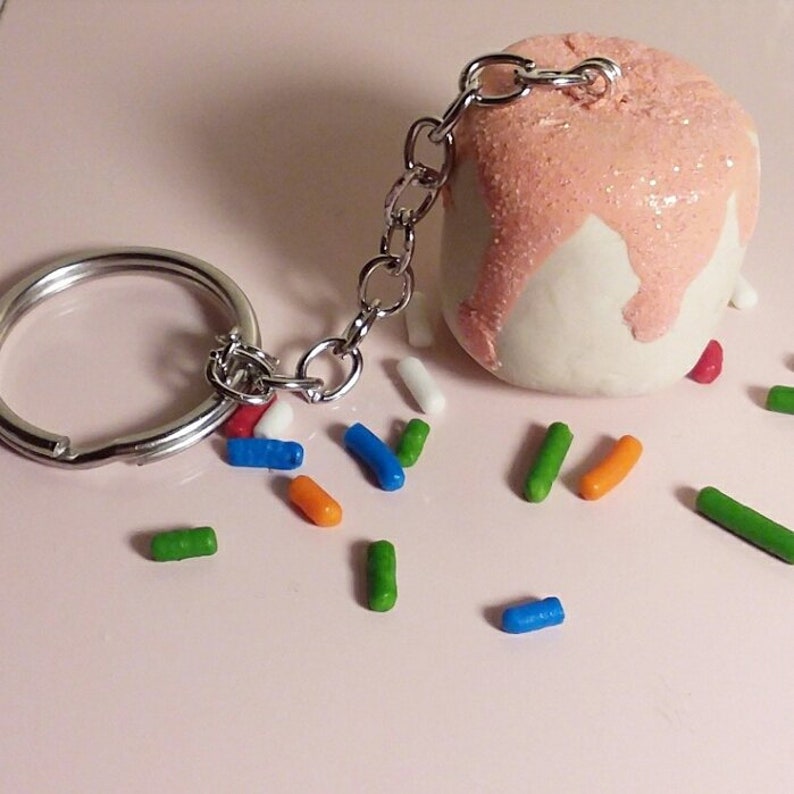LIMITED EDITION Marshmallow Charm Keychain With Glitter Icing Etsy