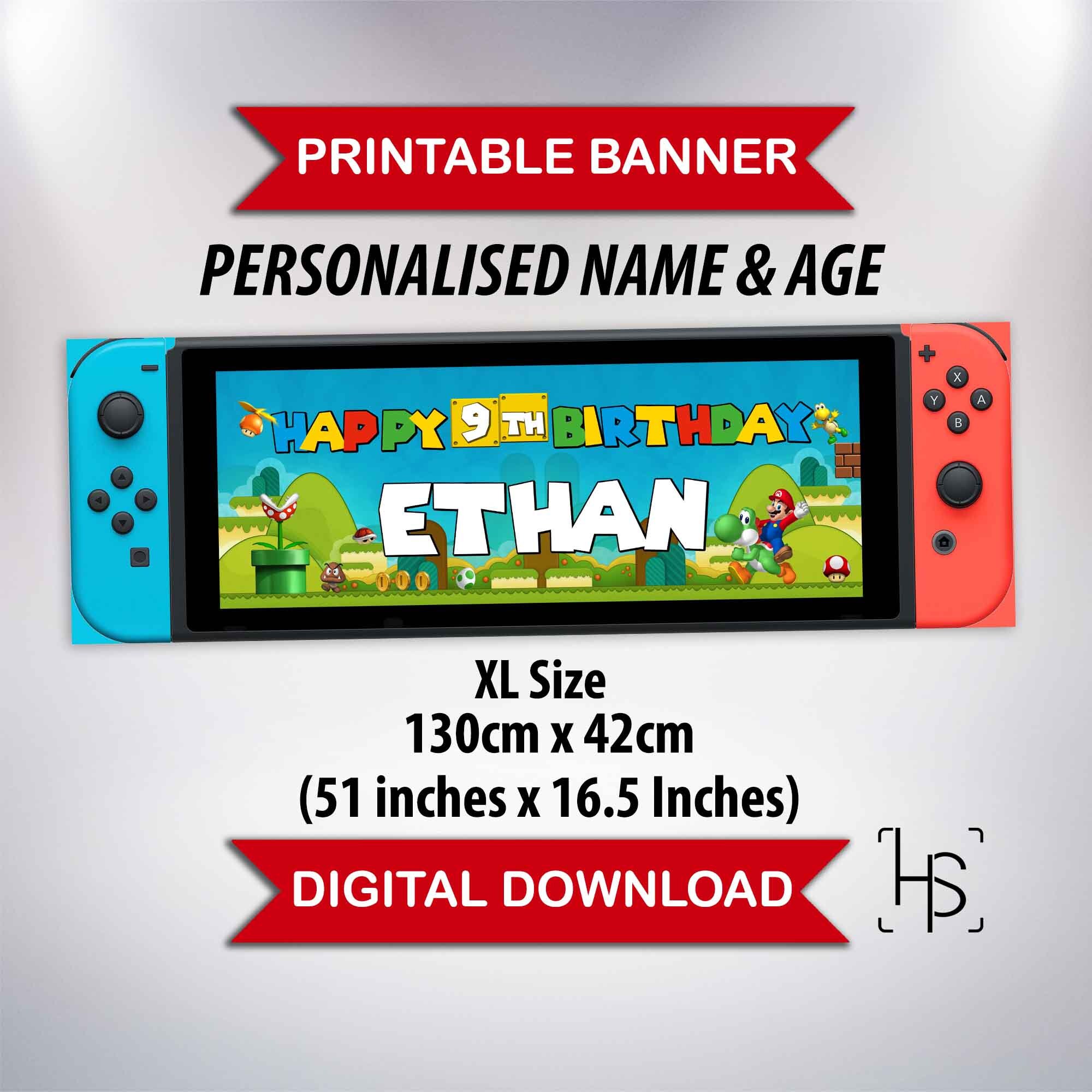 XL PERSONALISED Nintendo Switch Mario Banner Happy Birthday Etsy