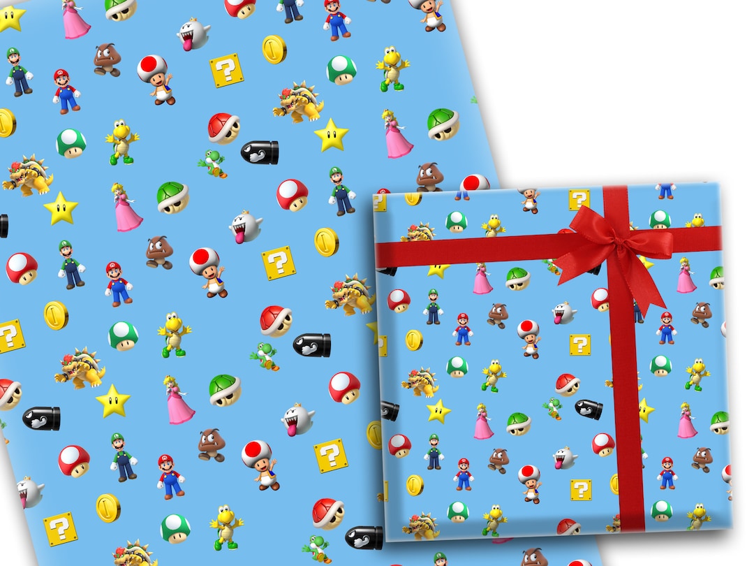 Super Mario Characters Gift Wrapping Paper Gaming Present Nintendo Switch Video - Etsy UK
