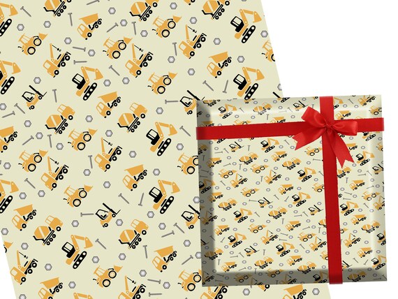 Construction Trucks Handy DIY Worker Children's Birthday Celebration Gift  Wrapping Paper Present 