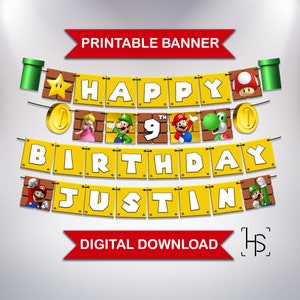 Super Mario Digital Bunting Banner Birthday Download Printable At Home Banner