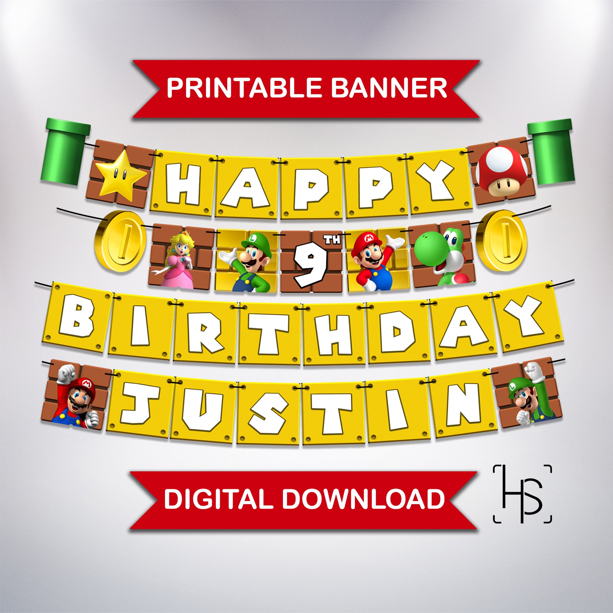 super mario birthday banner