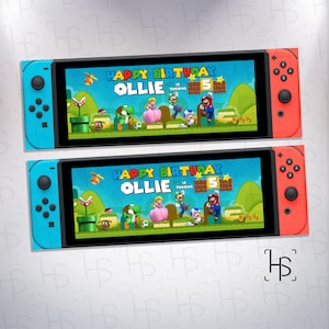 Nintendo Switch Super Mario Design 2 Personalisierte Geburtstagsparty Banner 160GSM Papier