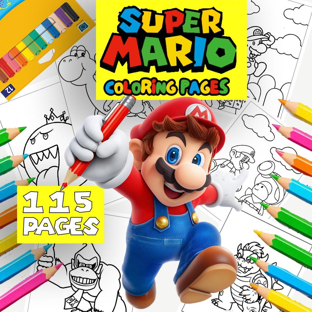 Super mario coloring pages - Etsy 日本