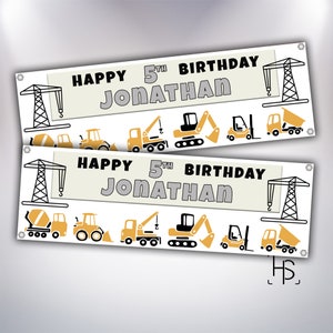 Construction Trucks DIY Building Birthday Party Banner Children Kids Celebration  Occasion