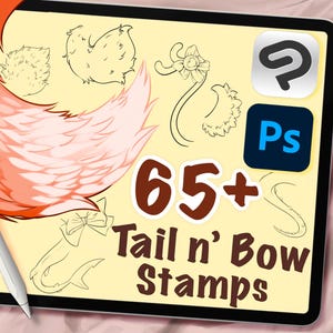 65 Tail n’ Bow Stamps for Photoshop/Clip Studio Paint: Anime Manga Artist | Fantasy Anthro | Drawing Reference Pack (Digital Download)