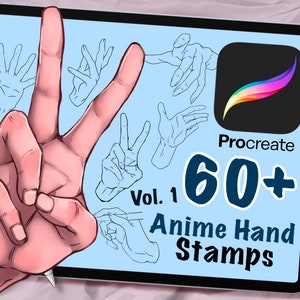 60+ timbri a mano VOL. 1 Procreate, pennelli per iPad, assistenza per l'arte digitale, anime o cartoni animati, lineart, pose manga