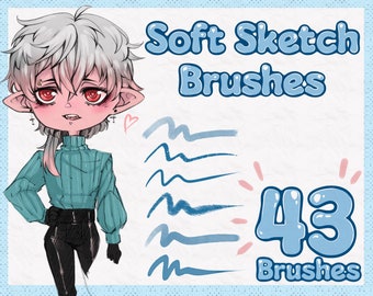 40+ Soft Procreate Lineart Brushes, Markers and Pencils, Digital Art Assistance, Anime or Cartoon