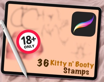36 Booty and More Stamps for Procreate, Cartoon, Stamp Brushes, Digital Art Assistance 18+, NSFW