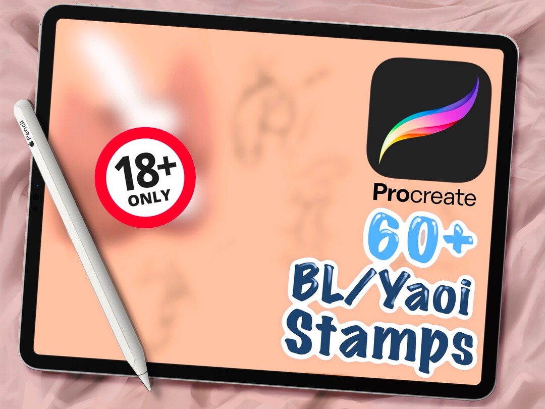60 Bl/yaoi NSFW Stamps for Procreate, Cartoon, Stamp Brushes, Digital