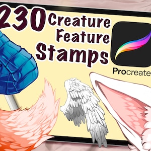 BUNDLE 230+ UPDATED Creature Feature Procreate Stamps, Procreate Brushes, Digital Art Assistance, Anime or Cartoon, Animal Furry