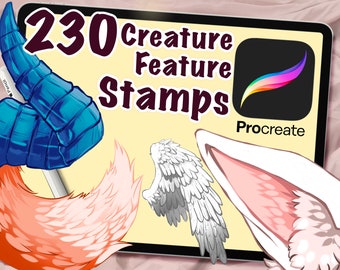 BUNDLE 230+ UPDATED Creature Feature Procreate Stamps, Procreate Brushes, Digital Art Assistance, Anime or Cartoon, Animal Furry