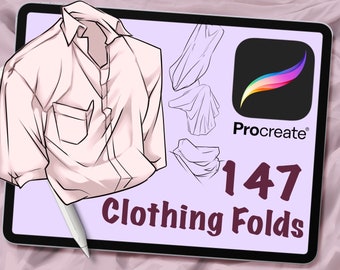 147 Clothing Fold Procreate Stamps, Procreate Brushes, Digital Art Assistance, Anime or Cartoon, Procreate Lineart, Posing