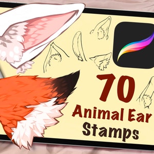 70 tampons auriculaires d'animaux animés, pinceaux procréation, assistance artistique numérique, anime ou dessin animé, dessin linéaire procréation, pose