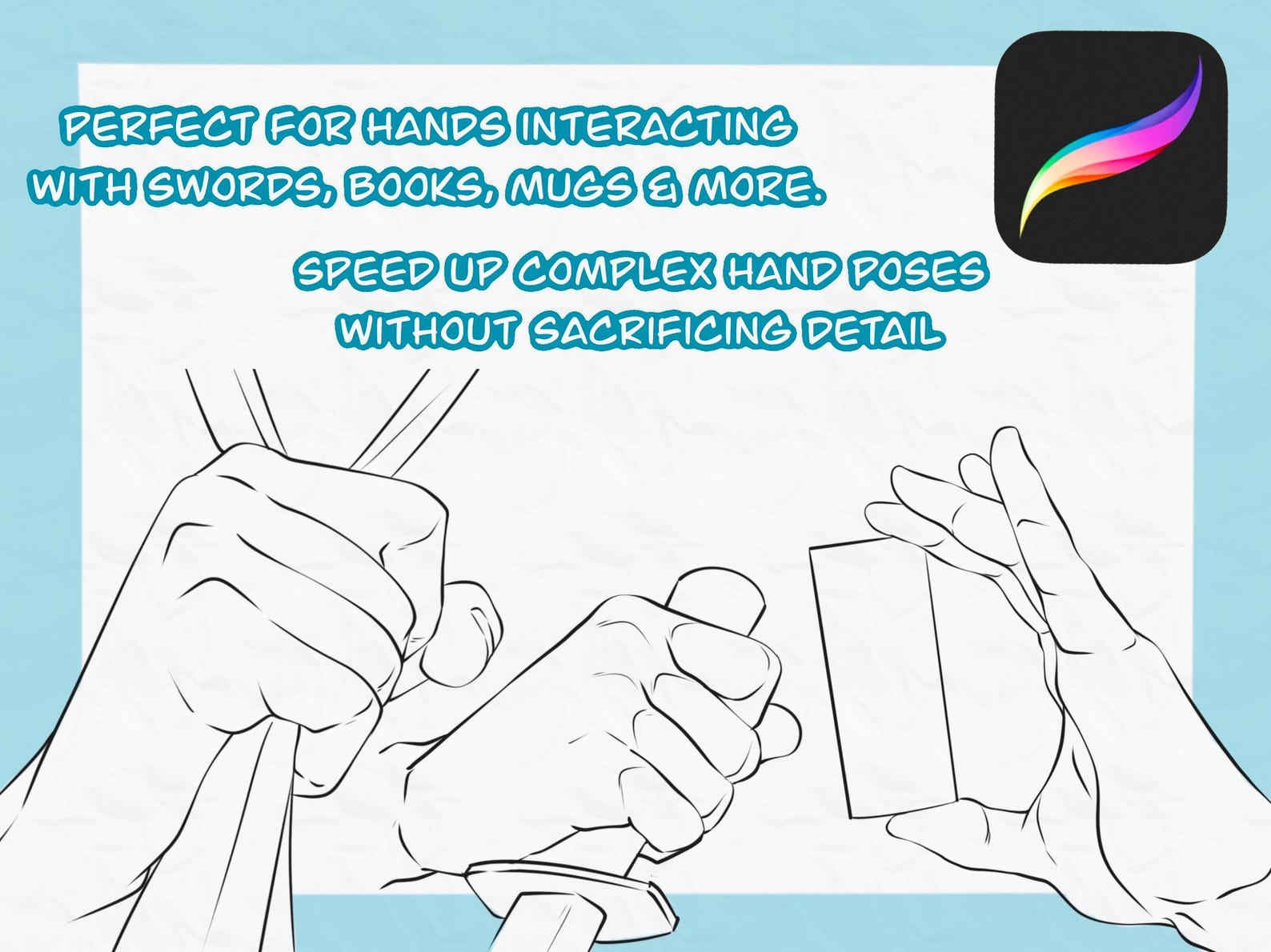 151 Hands N’ Things Procreate Stamps: Art Assistance | Cartoon Lineart ...