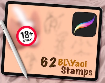 62 BL/Yaoi Anime Lightsaber Stamps for Procreate, Cartoon, Stamp Brushes, Digital Art Assistance 18+, Mature