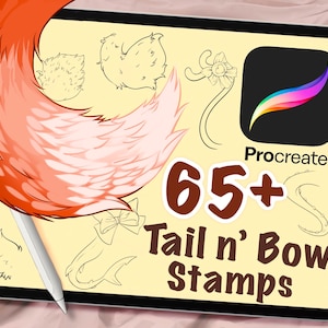 65+ Tail and 14 Bow Stamps for Procreate UPDATED, Cartoon Body and Posing, Stamp Brushes, Digital Art Assistance