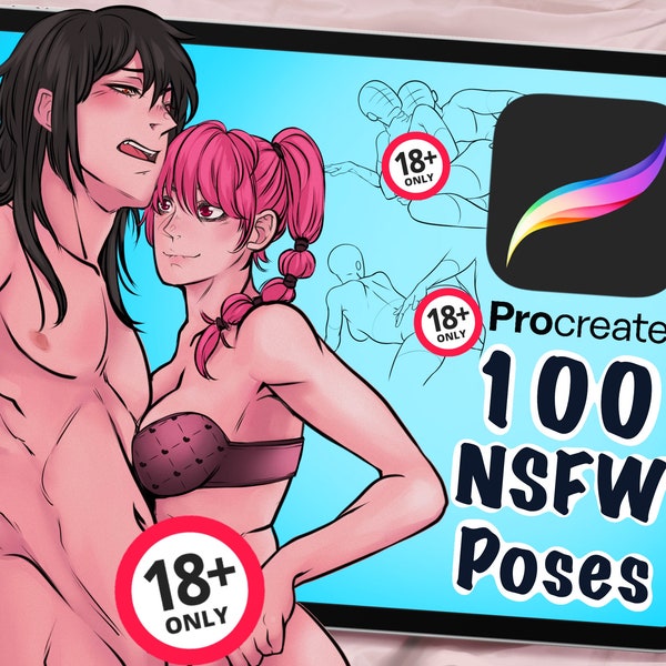 100 NSFW Pose Stamps für Procreate, Cartoon, Stempel Pinsel, Digital Art Unterstützung 18+, Erwachsene