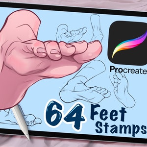 64 Foot Stamps for Procreate, Cartoon Body and Posing, Stamp Brushes, Digital Art Assistance