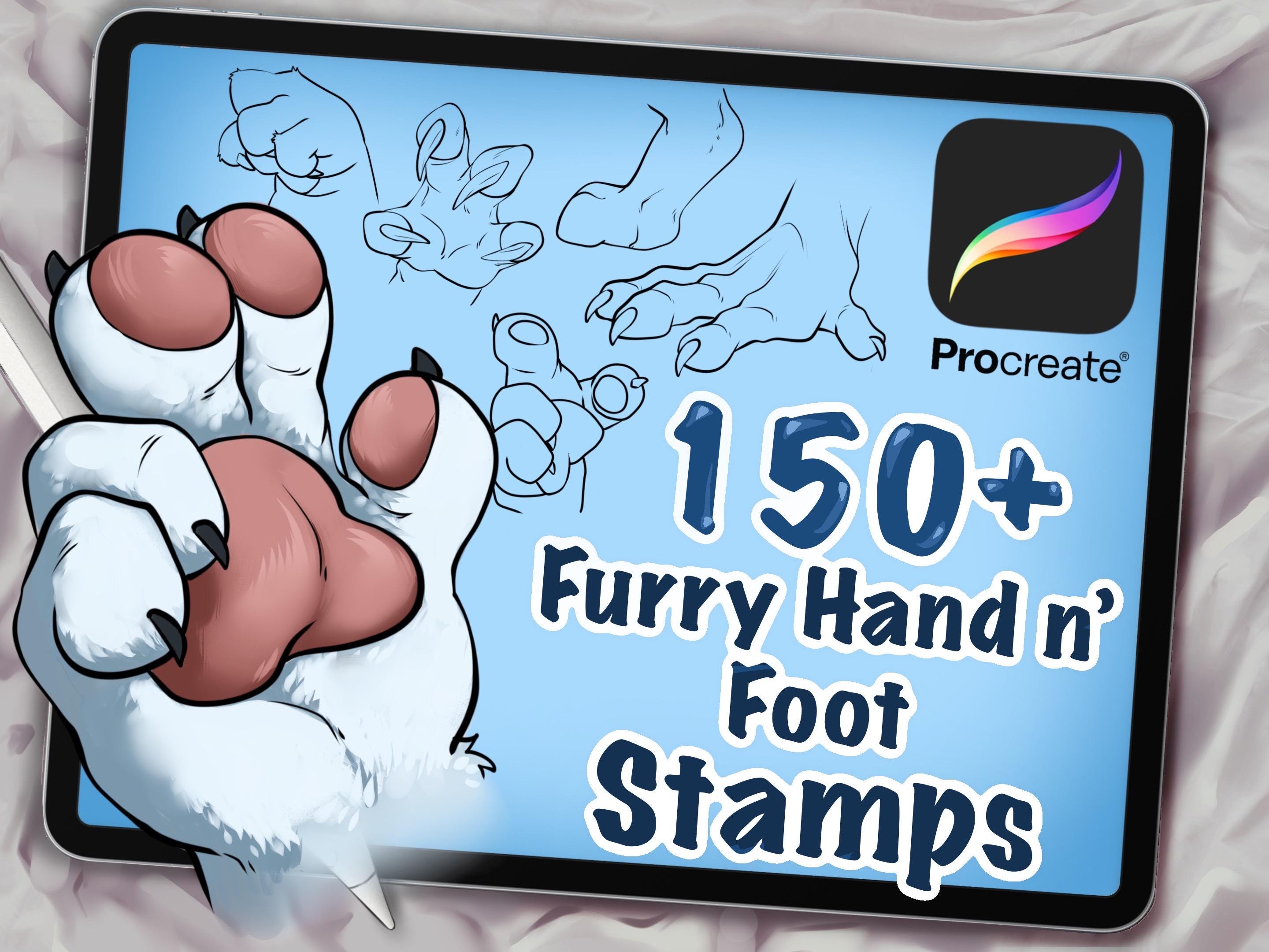 150+ Furry Hand N’ Feet Procreate Stamps: Art Assistance | Cartoon ...