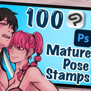 100 Mature Pose Stamps for Clip Studio Paint, Photoshop, Cartoon, Stamp Brushes, Digital Art Assistance, Educational
