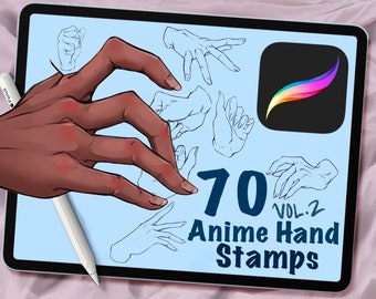 70 Anime Hand Stamps VOL. 2, for Procreate, Cartoon Body and Posing, Stamp Brushes, Digital Art Assistance, NSFW