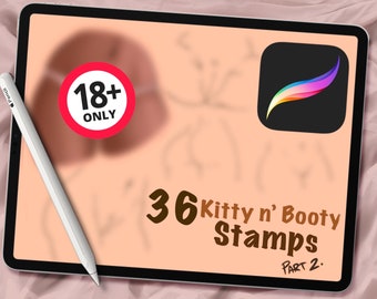 36 Intimates (Kitty n' Booty) Stamps VOL. 2 for Procreate, Cartoon, Stamp Brushes, Digital Art Assistance 18+