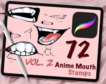 72 Anime Mouth Stamps VOL. 2 Procreate Stamps, Procreate Brushes, Expression, Digital Art Assistance, Anime or Cartoon, Procreate Lineart