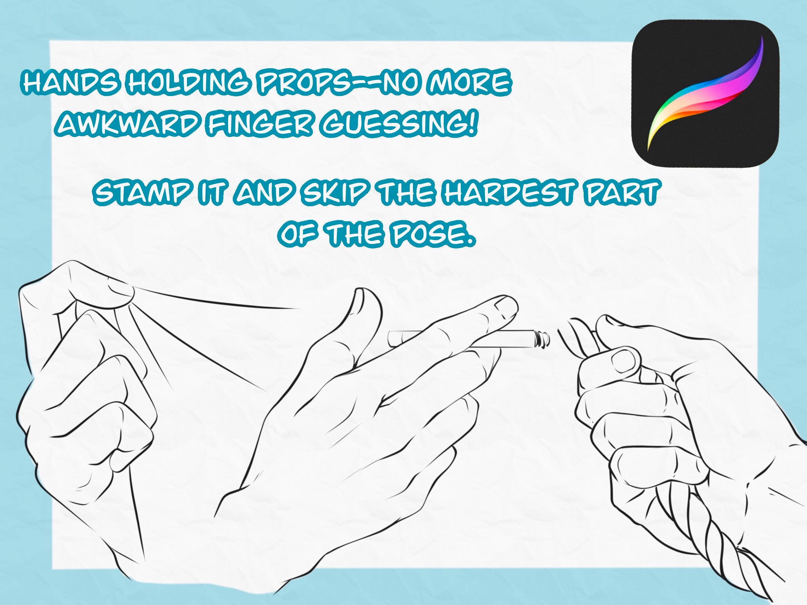 151 Hands N’ Things Procreate Stamps: Art Assistance | Cartoon Lineart ...