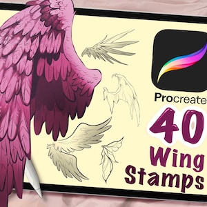 40 Wing Procreate-stempels, Procreate-penselen, Digital Art Assistance, Anime of Cartoon, Procreate Lineart, Poseren