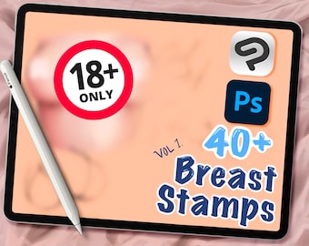 Más de 40 sellos de pecho VOL. 1 para adultos para Clip Studio Paint/Photoshop: Anime, manga, asistencia de arte digital, educación (descarga digital)