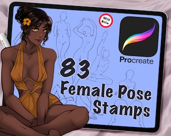 83 Female Pose Procreate Stamps: Anime Lineart | Manga Artist | Posing | Drawing Reference Pack (Digital Download)