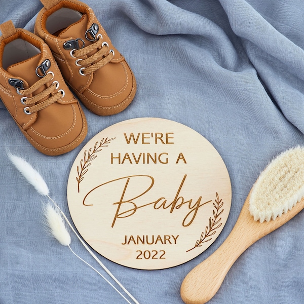 We're Having A Baby Sign | Pregnancy Announcement Wooden Plaque |  Baby Sign with Due Date | Baby Announcement | Photo Prop | Wooden Plaque